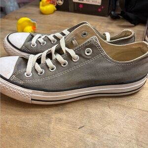 Gray Canvas Sneakers with White Laces